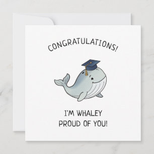 Cute Whale Pun New Grad Graduation Punny Greeting Card