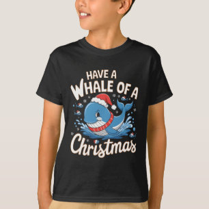 Cute Whale Santa Christmas Ocean Animal Lover Holi T-Shirt