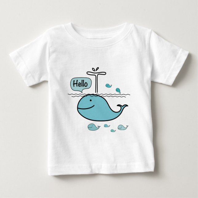 cute whale, say hello on the sea baby T-Shirt (Front)