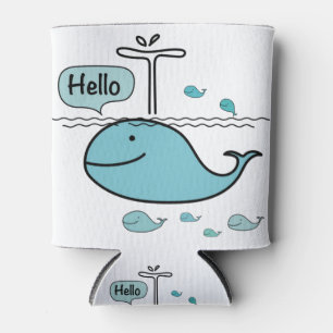 cute whale, say hello on the sea can cooler