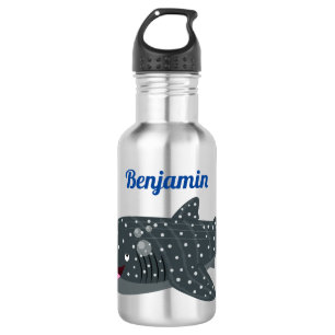 Cute whale shark happy cartoon illustration 532 ml water bottle