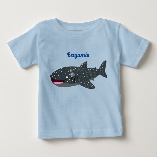 Cute whale shark happy cartoon illustration baby T-Shirt (Front)