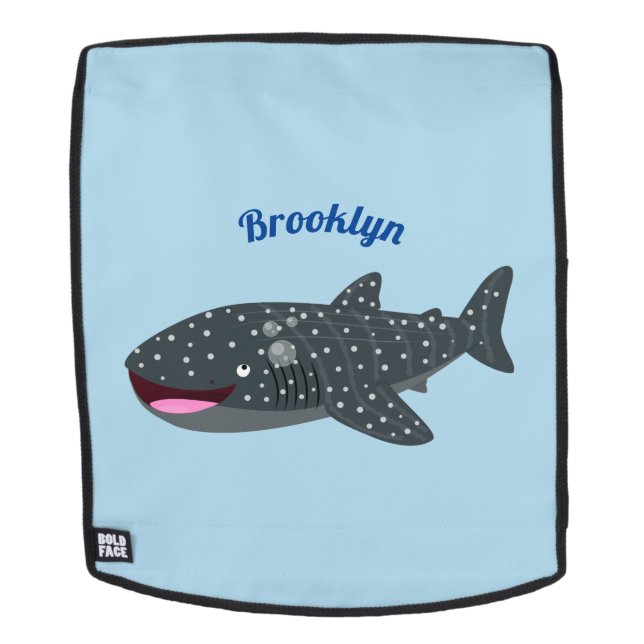 Cute whale shark happy cartoon illustration backpack (Removable Face)