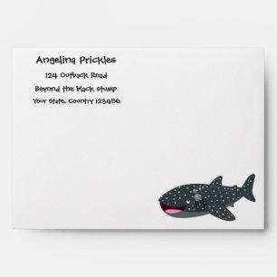 Cute whale shark happy cartoon illustration envelope