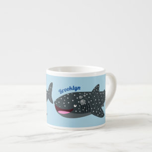 Cute whale shark happy cartoon illustration espresso cup