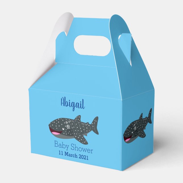 Cute whale shark happy cartoon illustration favour box (Front Side)