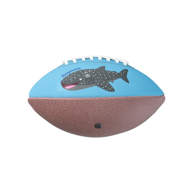 Cute whale shark happy cartoon illustration football (Rotated 270)