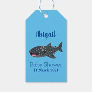 Cute whale shark happy cartoon illustration gift tags