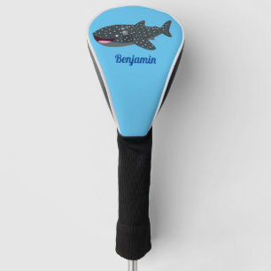 Cute whale shark happy cartoon illustration golf head cover