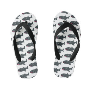 Cute whale shark happy cartoon illustration kid's jandals