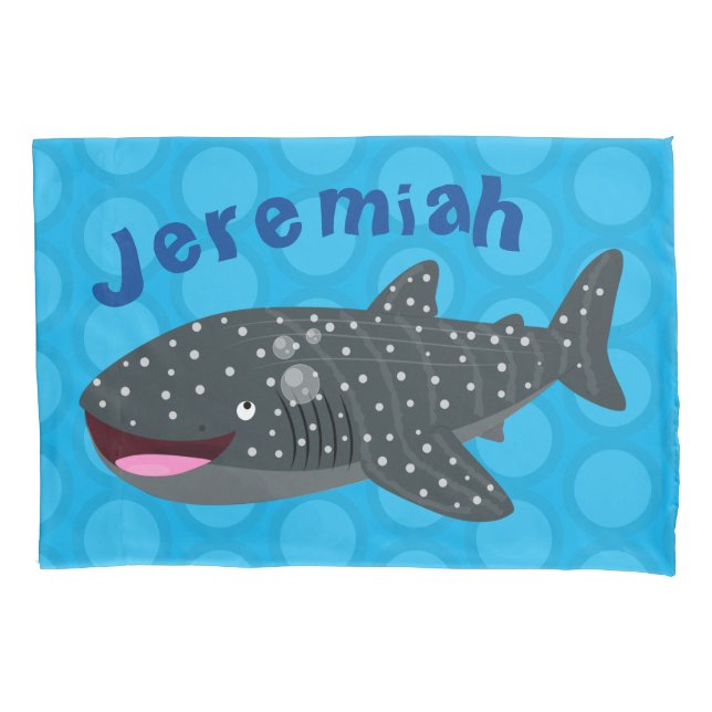Cute whale shark happy cartoon illustration pillowcase (Front)