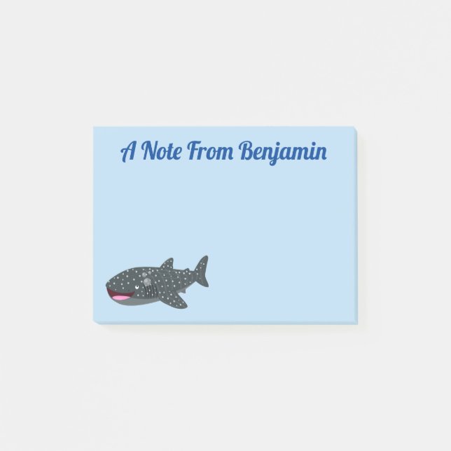 Cute whale shark happy cartoon illustration post-it notes (Front)
