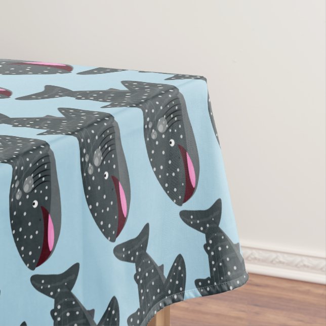 Cute whale shark happy cartoon illustration tablecloth (In Situ)