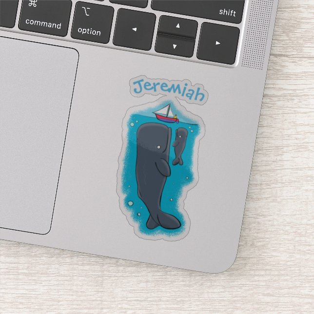 Cute whale watching cartoon blue design (Detail)