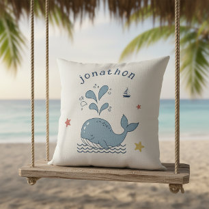 Cute Whale & Waves Motif ID1251 Cushion