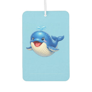 Cute Whale with Big Eyes Happy Ocean Animal Illust Car Air Freshener