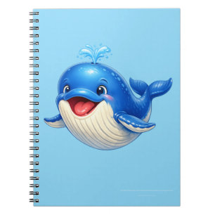 Cute Whale with Big Eyes Happy Ocean Animal Illust Notebook