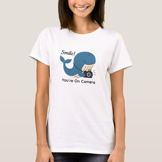 Cute Whale with Camera T-Shirt (Front)