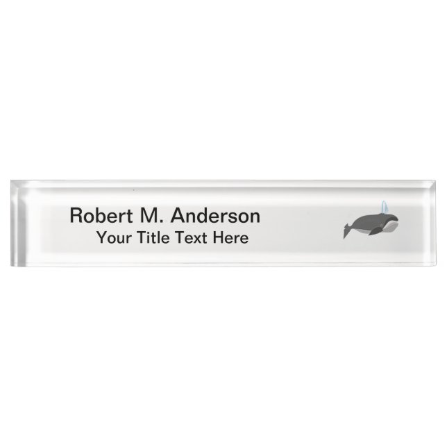 Cute Whale With Custom Text Nameplate (Front)