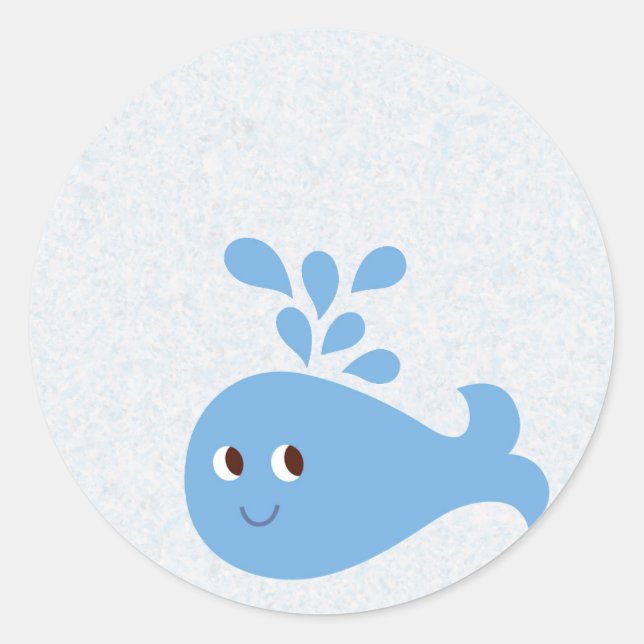 Cute Whale with Spout Classic Round Sticker (Front)