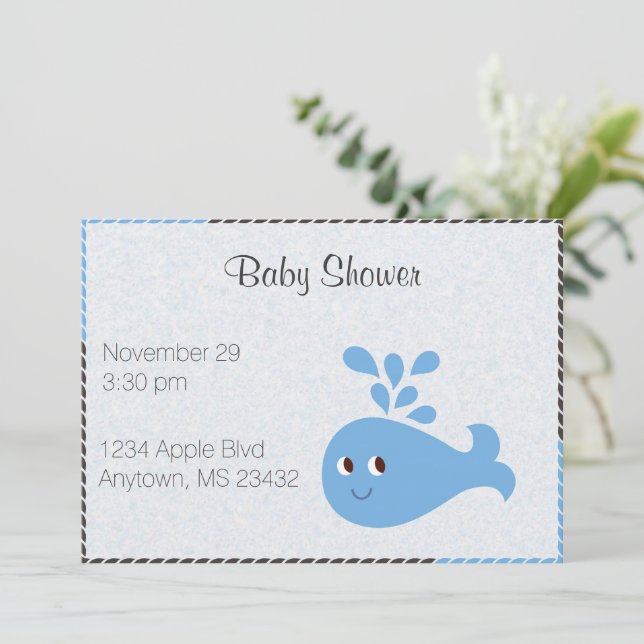 Cute Whale with Spout Invitation (Standing Front)