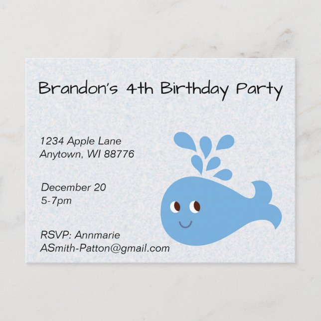 Cute Whale with Spout Postcard (Front)