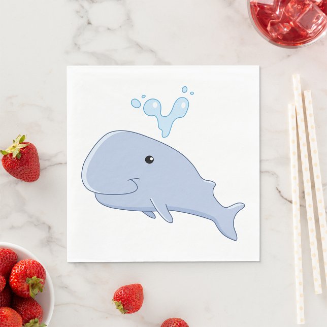 Cute Whale with Water Splash Adorable Animal  Napkin (Creator Uploaded)