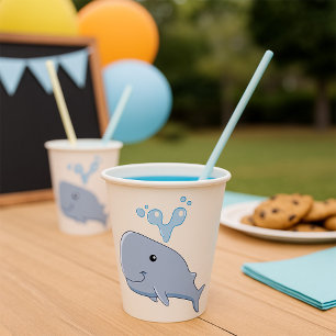 Cute Whale with Water Splash Adorable Animal  Paper Cups