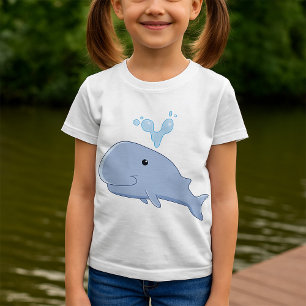 Cute Whale with Water Splash Adorable Animal  T-Shirt