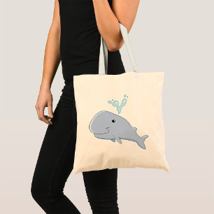 Cute Whale with Water Splash Adorable Animal  Tote Bag