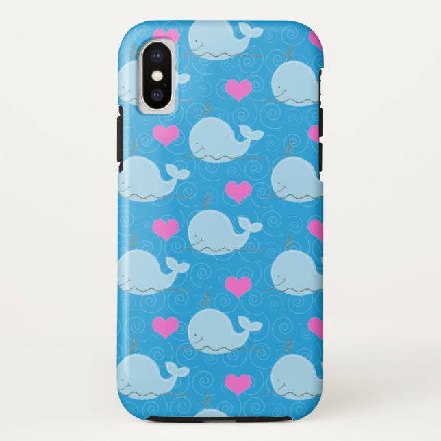 Cute Whales and Hearts Cell Phone Case (Back)