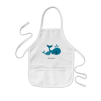 Cute whales and personalised name apron for kids