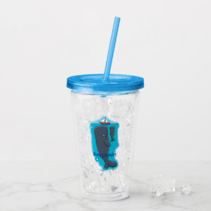 Cute whales and sailing boat cartoon illustration acrylic tumbler