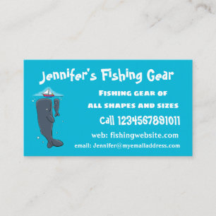 Cute whales and sailing boat cartoon illustration business card