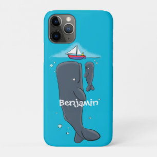 Cute whales and sailing boat cartoon illustration Case-Mate iPhone case