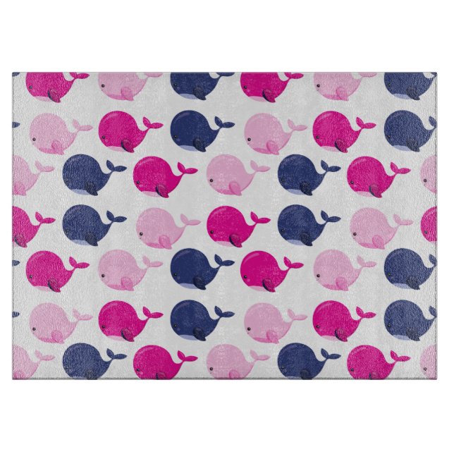 Cute Whales, Pattern Of Whales, Sea Animals Cutting Board (Front)