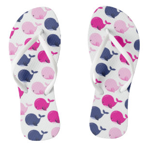 Cute Whales, Pattern Of Whales, Sea Animals Jandals