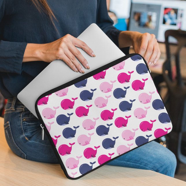 Cute Whales, Pattern Of Whales, Sea Animals Laptop Sleeve (Creator Uploaded)