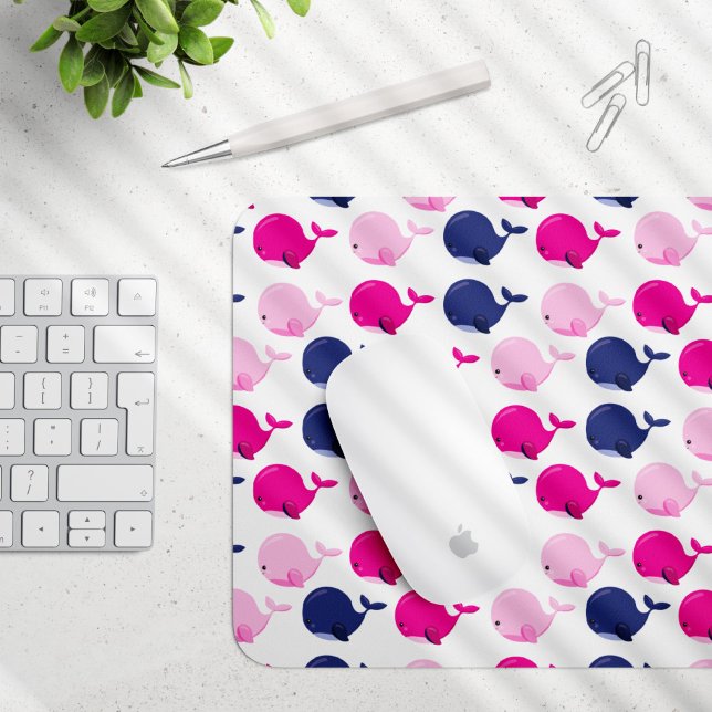 Cute Whales, Pattern Of Whales, Sea Animals Mouse Pad (Creator Uploaded)