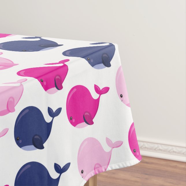 Cute Whales, Pattern Of Whales, Sea Animals Tablecloth (In Situ)