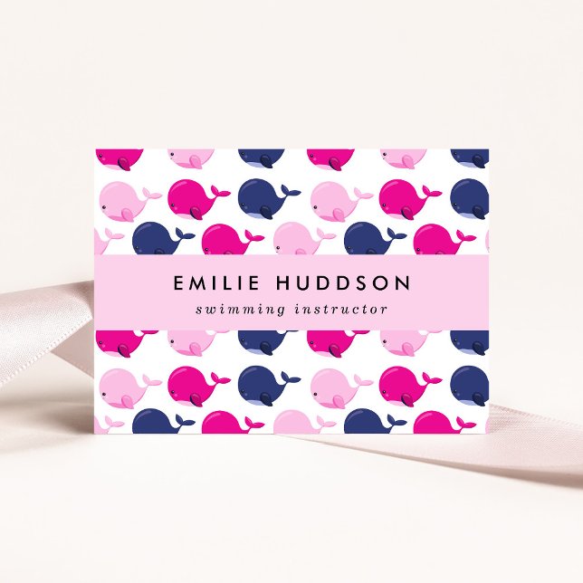 Cute Whales, Swim Instructor, Swimming Coach Business Card (Creator Uploaded)
