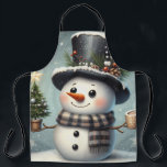 Cute whimiscal Christmas/winter snowman Apron<br><div class="desc">cute</div>
