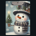 Cute whimiscal Christmas/winter snowman Clipboard<br><div class="desc">cute</div>