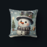 Cute whimiscal Christmas/winter snowman Cushion<br><div class="desc">cute</div>