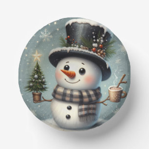 Cute whimiscal Christmas/winter snowman Paper Plate