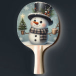 Cute whimiscal Christmas/winter snowman Ping Pong Paddle<br><div class="desc">cute</div>