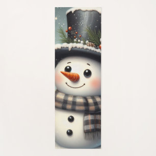 Cute whimiscal Christmas/winter snowman Yoga Mat