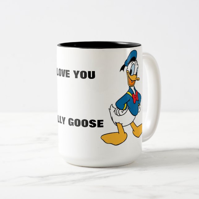 CUTE WHIMISICAL FOLK ART DUCK  Two-Tone COFFEE MUG (Front Right)