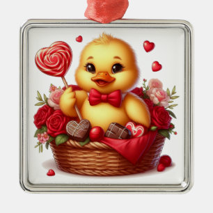 Cute/Whimisical Valentine's day duck Metal Tree Decoration