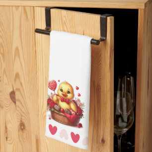 Cute/Whimisical Valentine's day duck Tea Towel